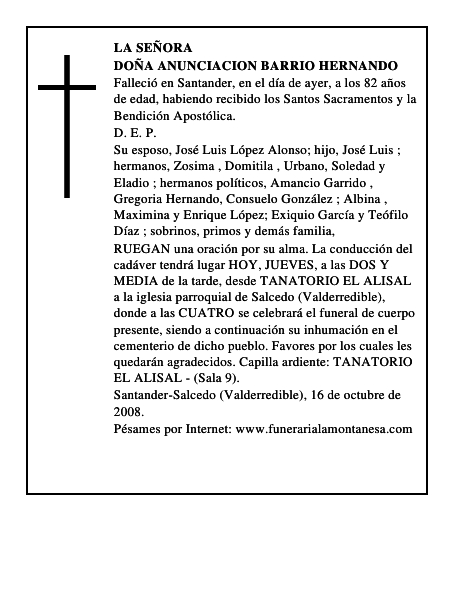 DOÑA ANUNCIACION BARRIO HERNANDO