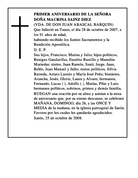DOÑA MACRINA SAINZ DIEZ