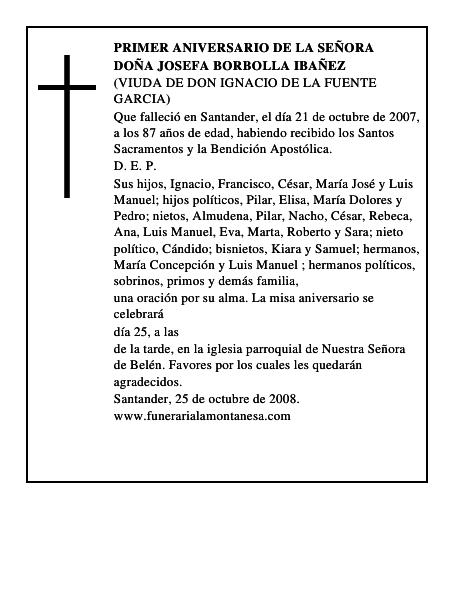 DOÑA JOSEFA BORBOLLA IBAÑEZ
