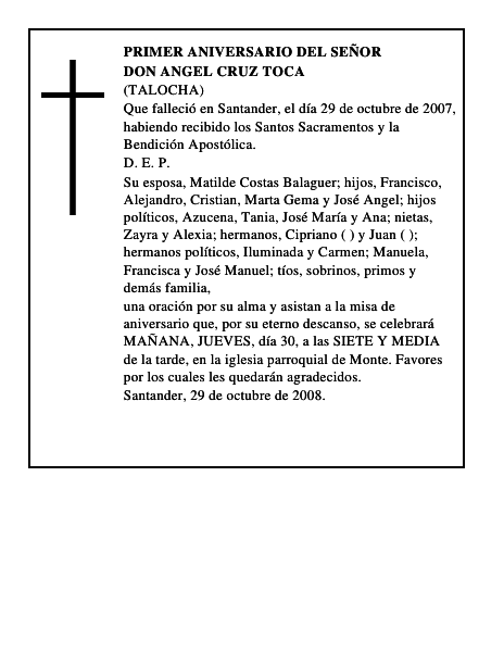 DON ANGEL CRUZ TOCA