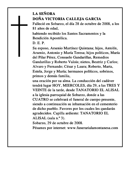 DOÑA VICTORIA CALLEJA GARCIA