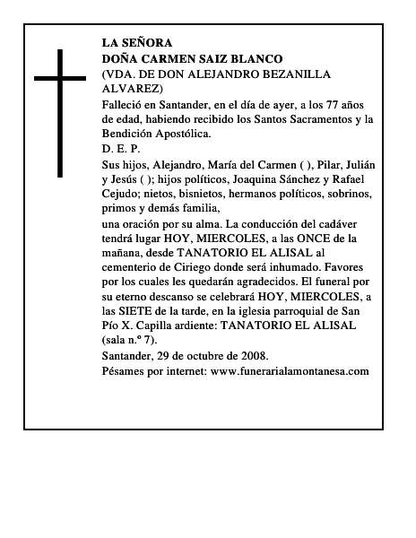 DOÑA CARMEN SAIZ BLANCO