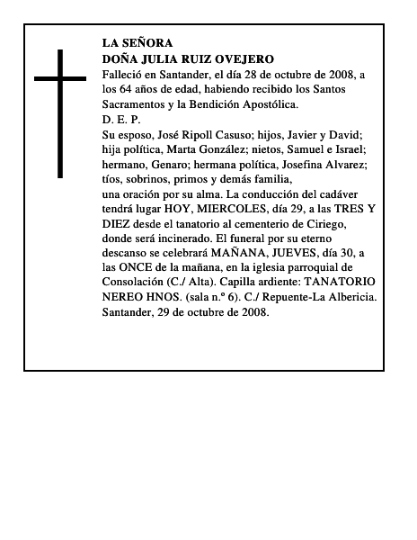 DOÑA JULIA RUIZ OVEJERO