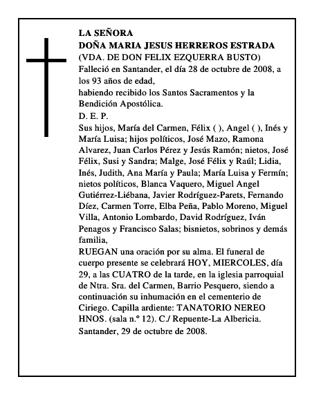 DOÑA MARIA JESUS HERREROS ESTRADA
