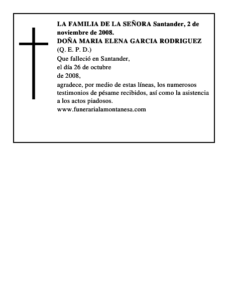 DOÑA MARIA ELENA GARCIA RODRIGUEZ