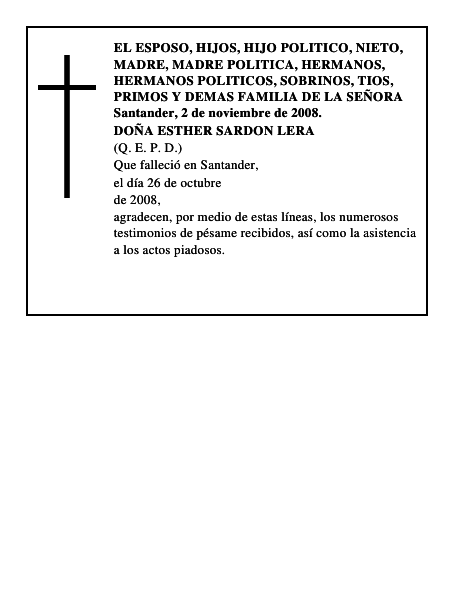 DOÑA ESTHER SARDON LERA