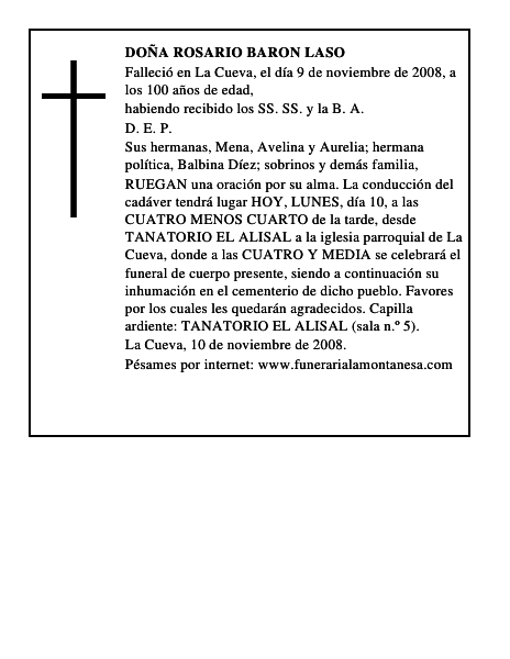 DOÑA ROSARIO BARON LASO