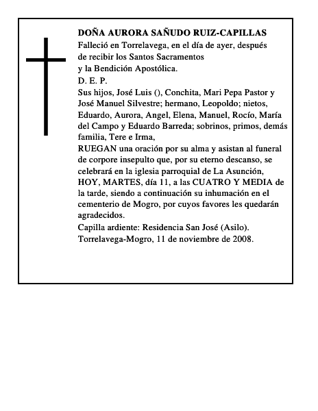 DOÑA AURORA SAÑUDO RUIZ-CAPILLAS