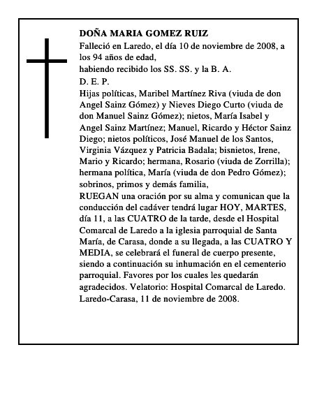 DOÑA MARIA GOMEZ RUIZ