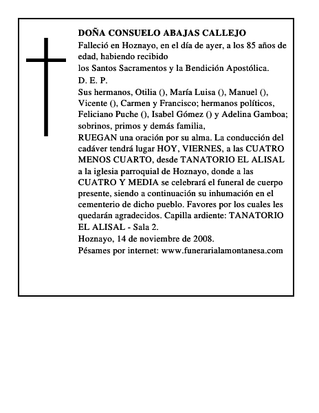 DOÑA CONSUELO ABAJAS CALLEJO