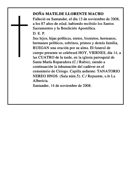 DOÑA MATILDE LLORENTE MACHO