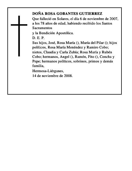 DOÑA ROSA GOBANTES GUTIERREZ
