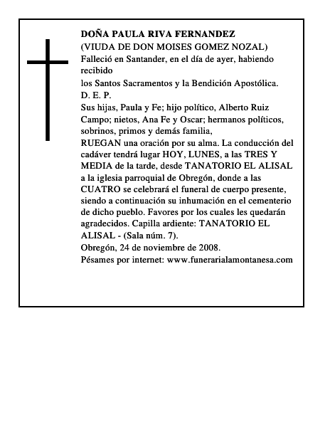 DOÑA PAULA RIVA FERNANDEZ