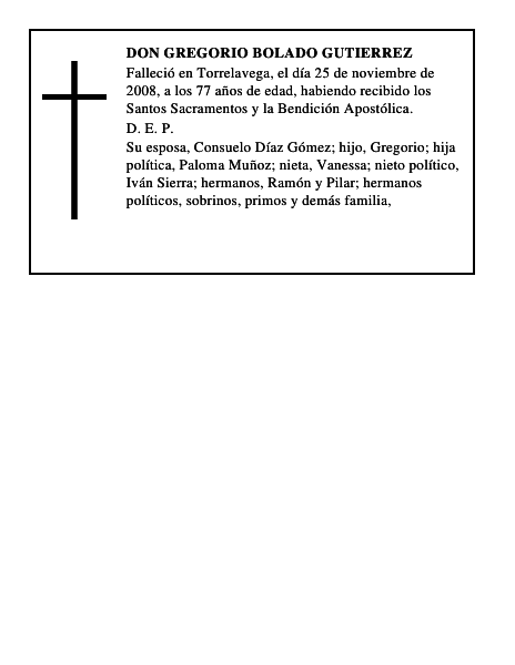 DON GREGORIO BOLADO GUTIERREZ