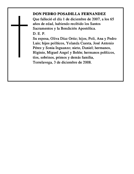 DON PEDRO POSADILLA FERNANDEZ