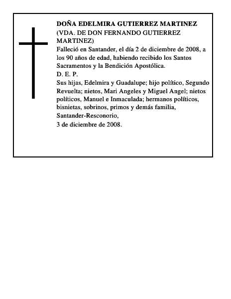 DOÑA EDELMIRA GUTIERREZ MARTINEZ