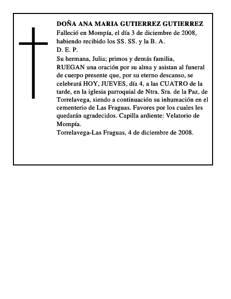 DOÑA ANA MARIA GUTIERREZ GUTIERREZ