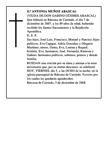 D.ª ANTONIA MUÑOZ ABASCAL