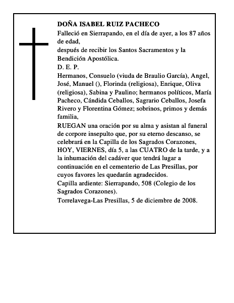 DOÑA ISABEL RUIZ PACHECO