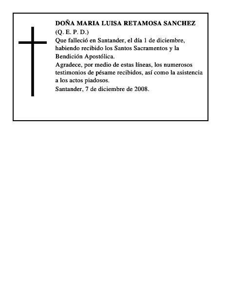 DOÑA MARIA LUISA RETAMOSA SANCHEZ
