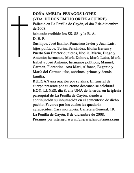DOÑA AMELIA PENAGOS LOPEZ