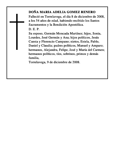 DOÑA MARIA ADELIA GOMEZ RENERO