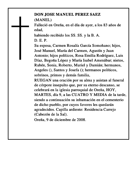 DON JOSE MANUEL PEREZ SAEZ