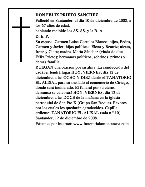 DON FELIX PRIETO SANCHEZ
