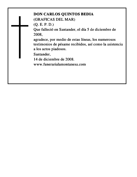 DON CARLOS QUINTOS BEDIA