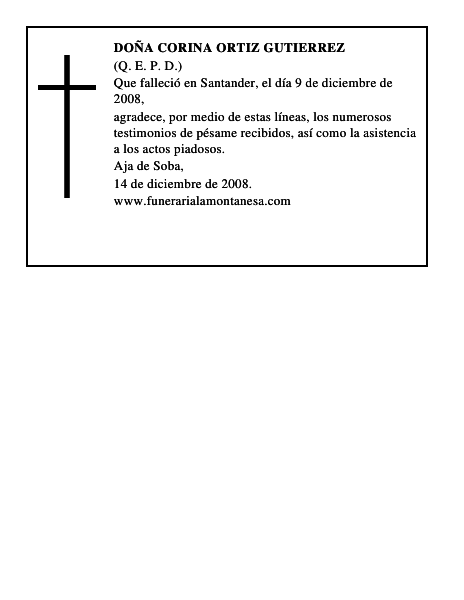 DOÑA CORINA ORTIZ GUTIERREZ