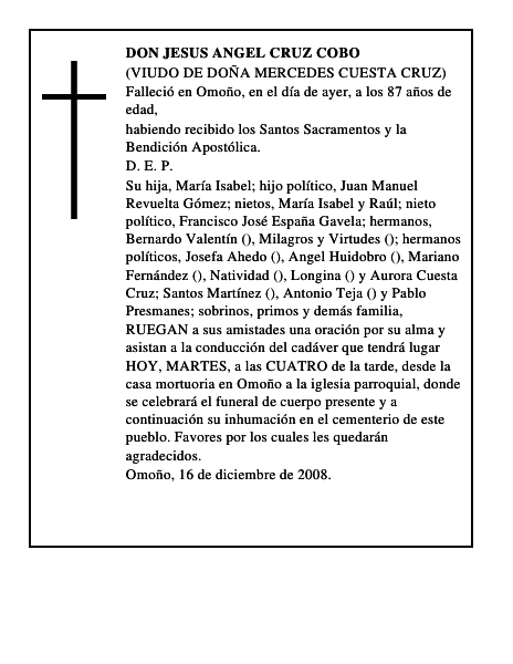DON JESUS ANGEL CRUZ COBO