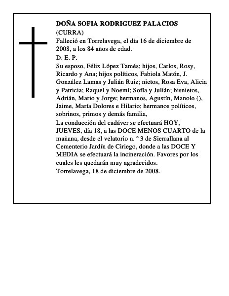 DOÑA SOFIA RODRIGUEZ PALACIOS
