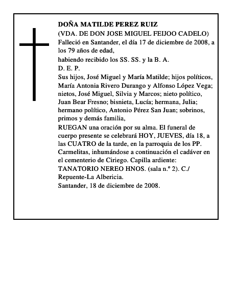 DOÑA MATILDE PEREZ RUIZ