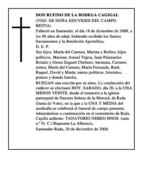 DON RUFINO DE LA BODEGA CAGIGAL