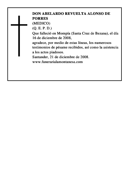 DON ABELARDO REVUELTA ALONSO DE PORRES