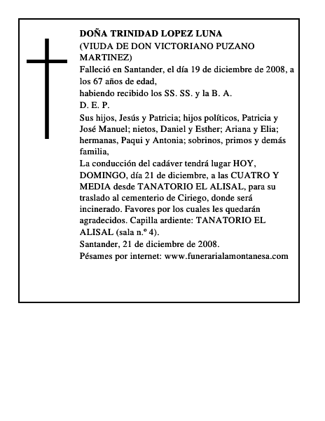 DOÑA TRINIDAD LOPEZ LUNA