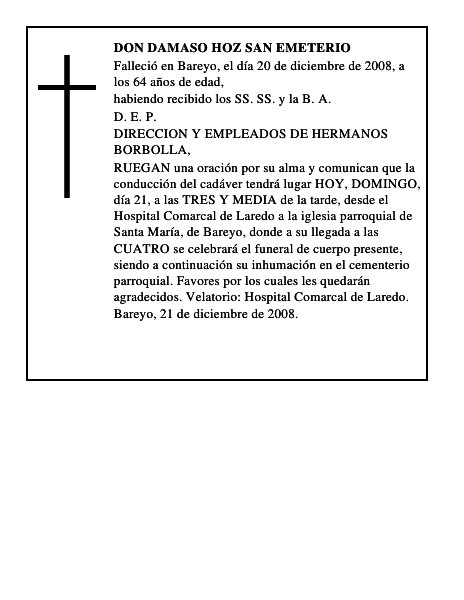 DON DAMASO HOZ SAN EMETERIO