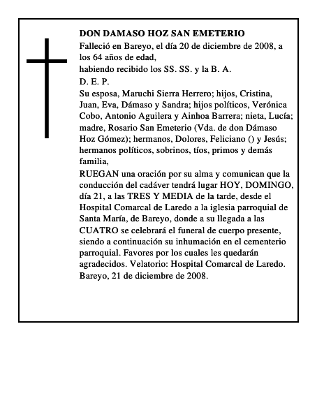 DON DAMASO HOZ SAN EMETERIO