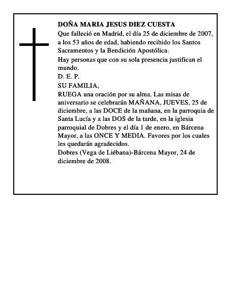 DOÑA MARIA JESUS DIEZ CUESTA