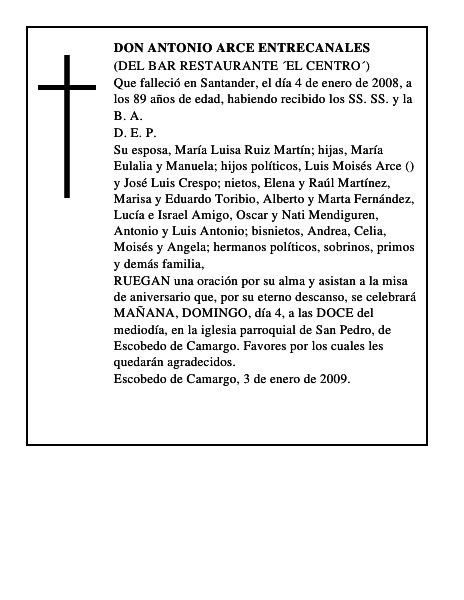 DON ANTONIO ARCE ENTRECANALES