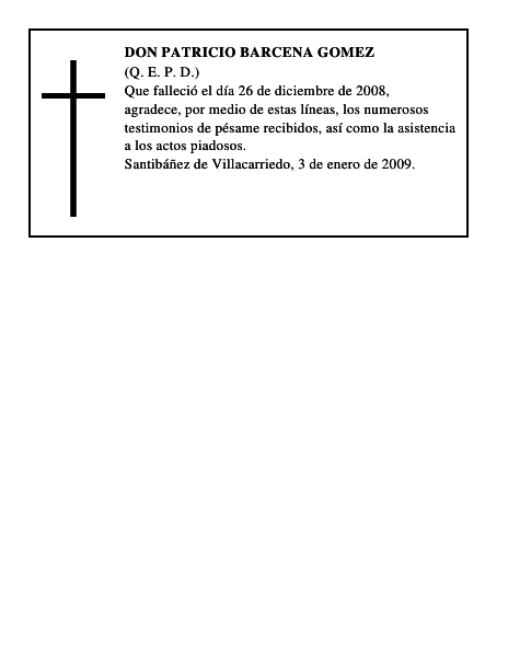 DON PATRICIO BARCENA GOMEZ