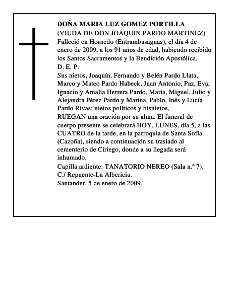 DOÑA MARIA LUZ GOMEZ PORTILLA