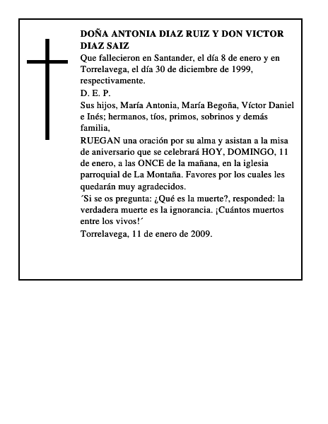 DOÑA ANTONIA DIAZ RUIZ Y DON VICTOR DIAZ SAIZ