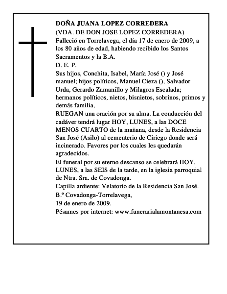 DOÑA JUANA LOPEZ CORREDERA
