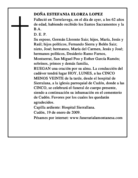 DOÑA ESTEFANIA ELORZA LOPEZ