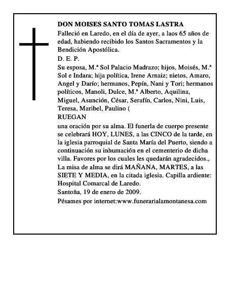DON MOISES SANTO TOMAS LASTRA