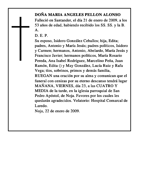 DOÑA MARIA ANGELES PELLON ALONSO