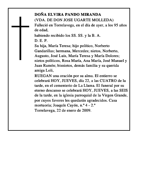 DOÑA ELVIRA PANDO MIRANDA