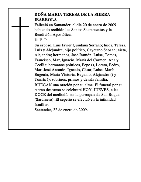 DOÑA MARIA TERESA DE LA SIERRA IBARROLA