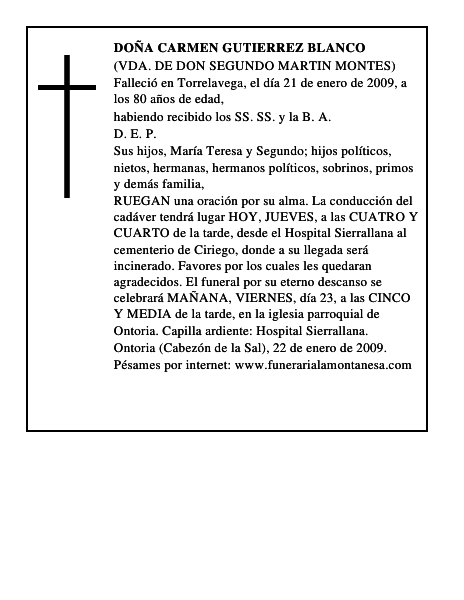 DOÑA CARMEN GUTIERREZ BLANCO